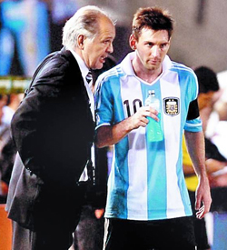 El técnico Alejandro Sabella y Lionel Messi