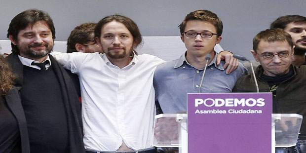 Pablo Iglesias con los líderes de Podemos
