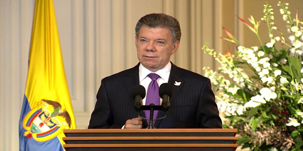 El Presidente Juan Manuel Santos hablando sobre la Cátedra de la Paz